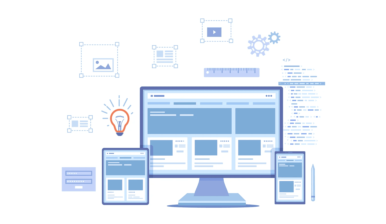 Multiple devices showcasing a responsive website layout